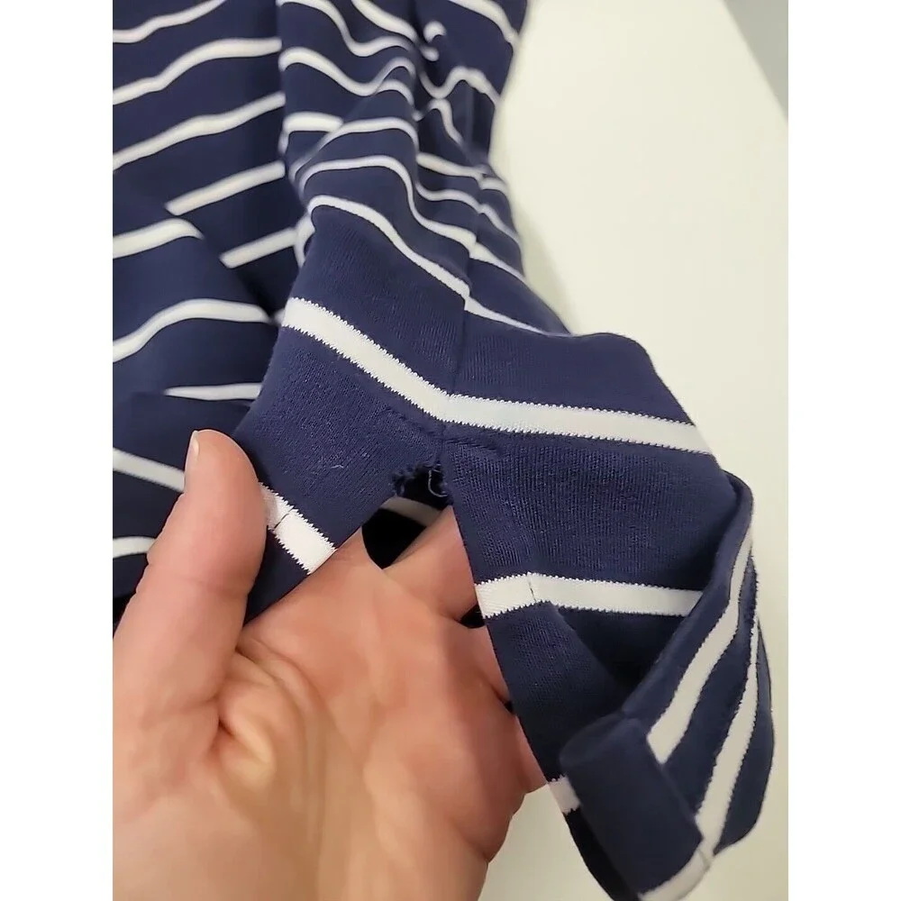 Ralph Lauren Polo Men's Large‎ Navy White Stripes Short Sleeve Top Cotton Read